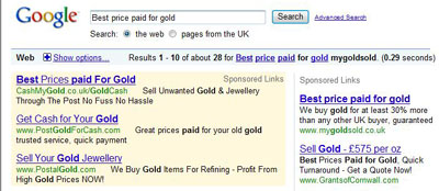 My Gold Sold Google Advert